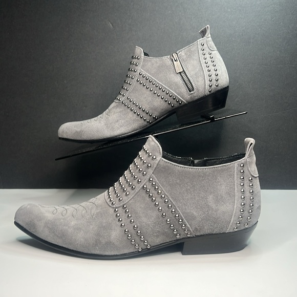 Anine Bing - Charlie Low Grey Suede Studded Ankle Boots Women's Size US 7/EU 37 - Picture 4 of 12